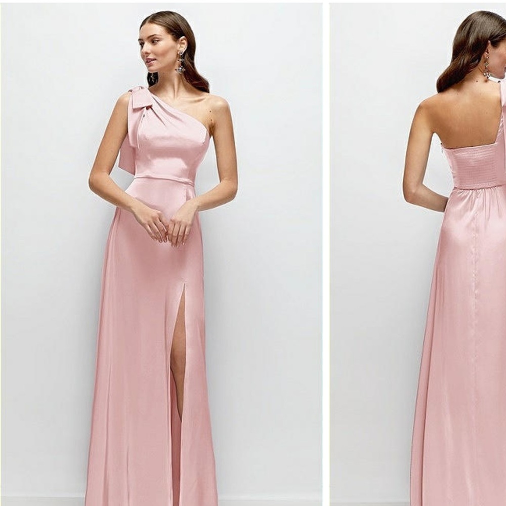 Dessy Collection Blush One-Shoulder Gown